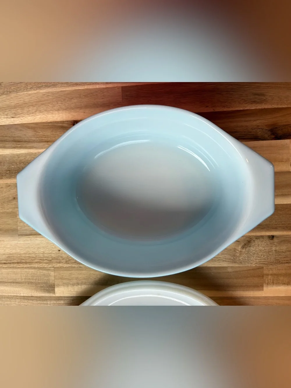 PYREX 1969 Blue Horizon 1.5 qt oval casserole dish with matching lid VINTAGE MCM